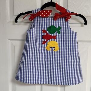 Charming Blue Gingham Kids Set with Red and Yellow Accents